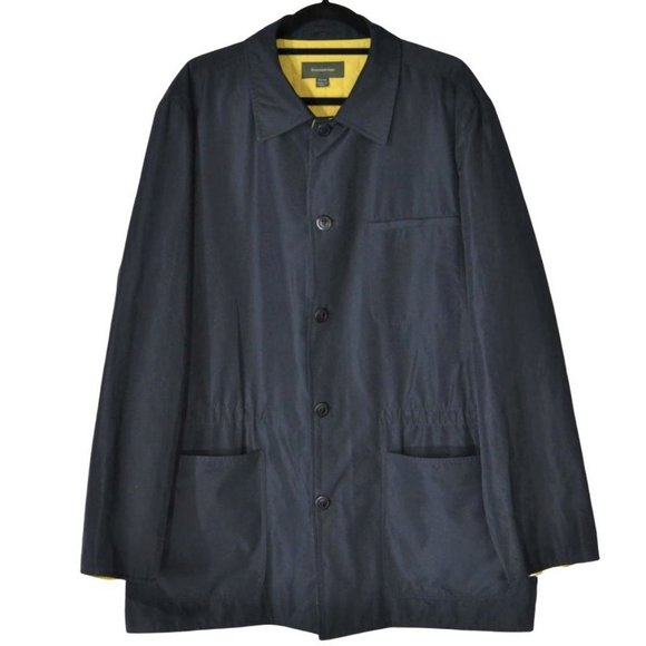 ERMENEGILDO ZEGNA Blue Yellow Quilt Lining Coat 56
